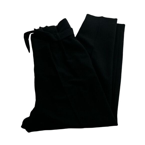 Josie Natori black core crepe paper bag waist pants size 12 - Picture 15 of 15